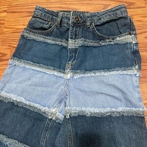 The Ragged Priest Blue High Rise Jeans with Unique Patchwork Design